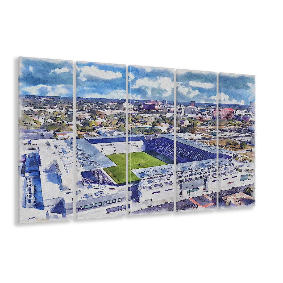 Exploria Painting Stadium Watercolor, Orlando Florida Soccer Watercolor, Sport Art, Extra Large Canvas Print Wall Art