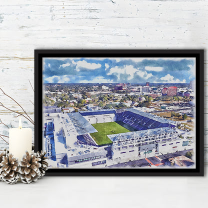 Exploria Painting Stadium Watercolor, Orlando Florida Soccer Watercolor, Sport Gift Art, Framed Canvas Print Wall Art