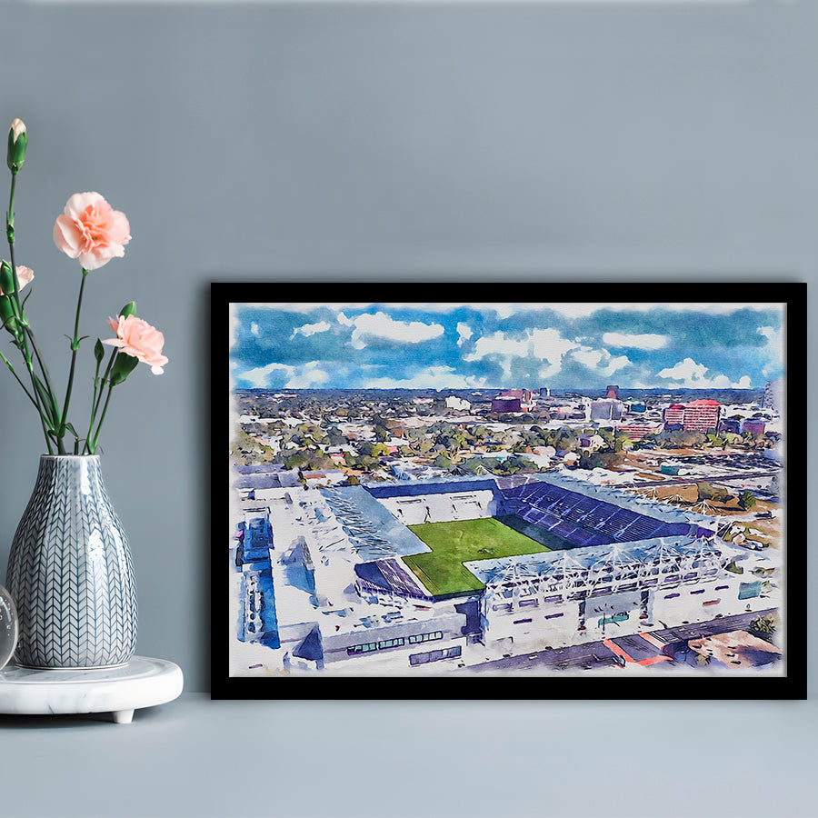Exploria Painting Stadium Watercolor, Orlando Florida Soccer Watercolor, Sport Gift Art, Framed Art Print Wall Decor