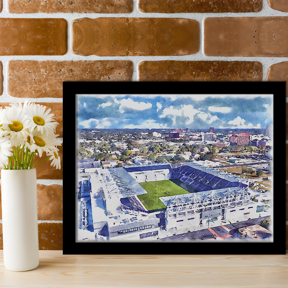 Exploria Painting Stadium Watercolor, Orlando Florida Soccer Watercolor, Sport Gift Art, Framed Art Print Wall Decor