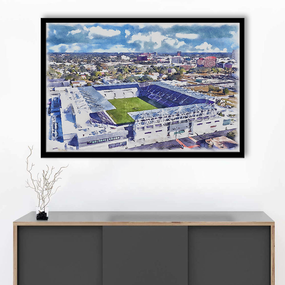 Exploria Painting Stadium Watercolor, Orlando Florida Soccer Watercolor, Sport Gift Art, Framed Art Print Wall Decor
