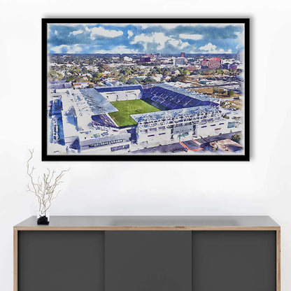 Exploria Painting Stadium Watercolor, Orlando Florida Soccer Watercolor, Sport Gift Art, Framed Art Print Wall Decor