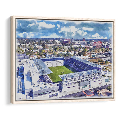 Exploria Painting Stadium Watercolor, Orlando Florida Soccer Watercolor, Sport Gift Art, Framed Canvas Print Wall Art