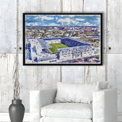 Exploria Painting Stadium Watercolor, Orlando Florida Soccer Watercolor, Sport Gift Art, Framed Canvas Print Wall Art