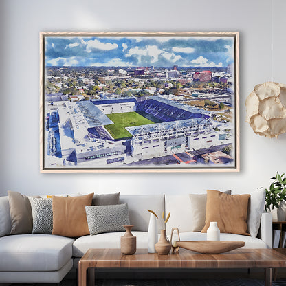 Exploria Painting Stadium Watercolor, Orlando Florida Soccer Watercolor, Sport Gift Art, Framed Canvas Print Wall Art