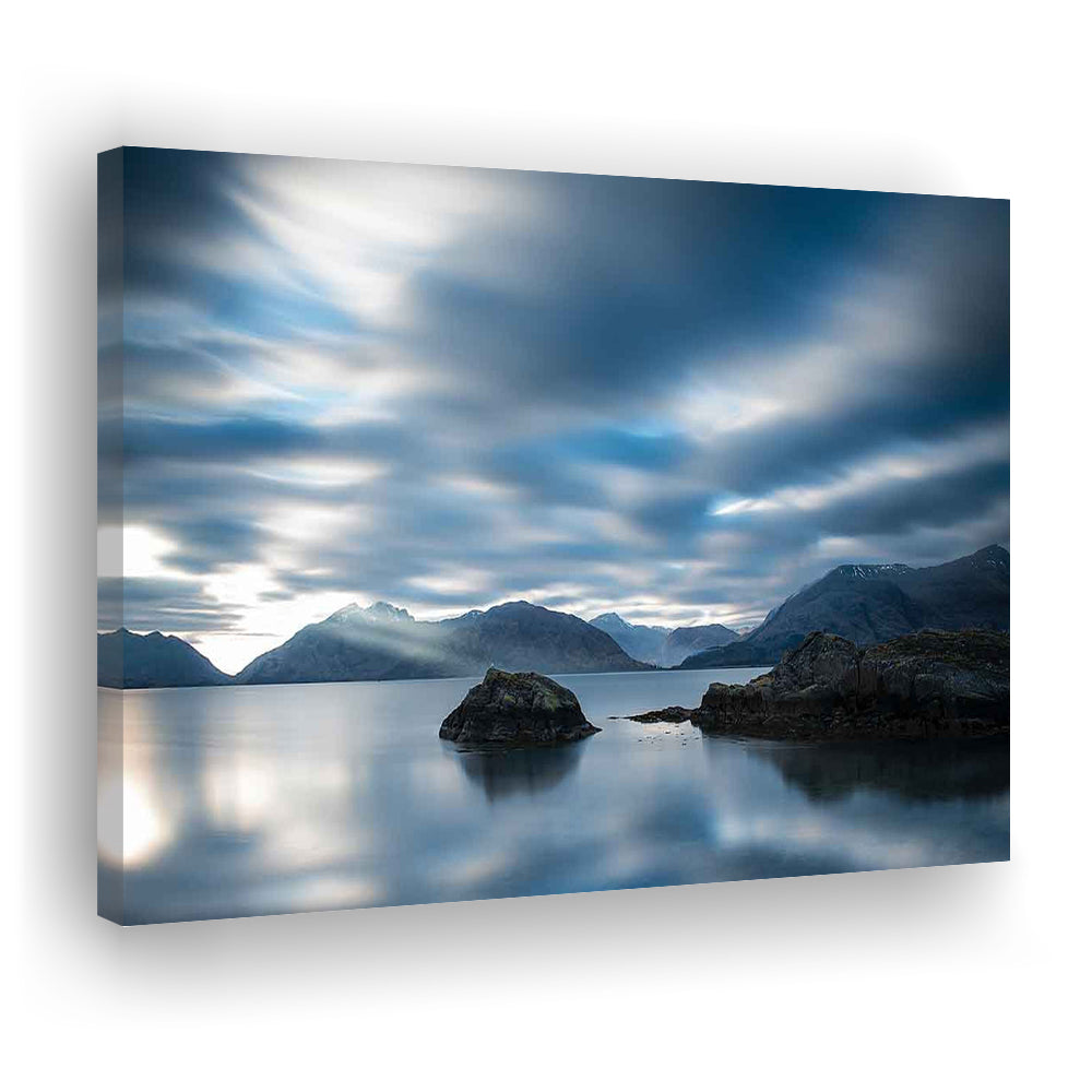 Extra Large Multi Panel Landscape Canvas Print, Blue Tones Wall Decor, Gifted Wall Art, Cavas Print Wall Art Hom Decor