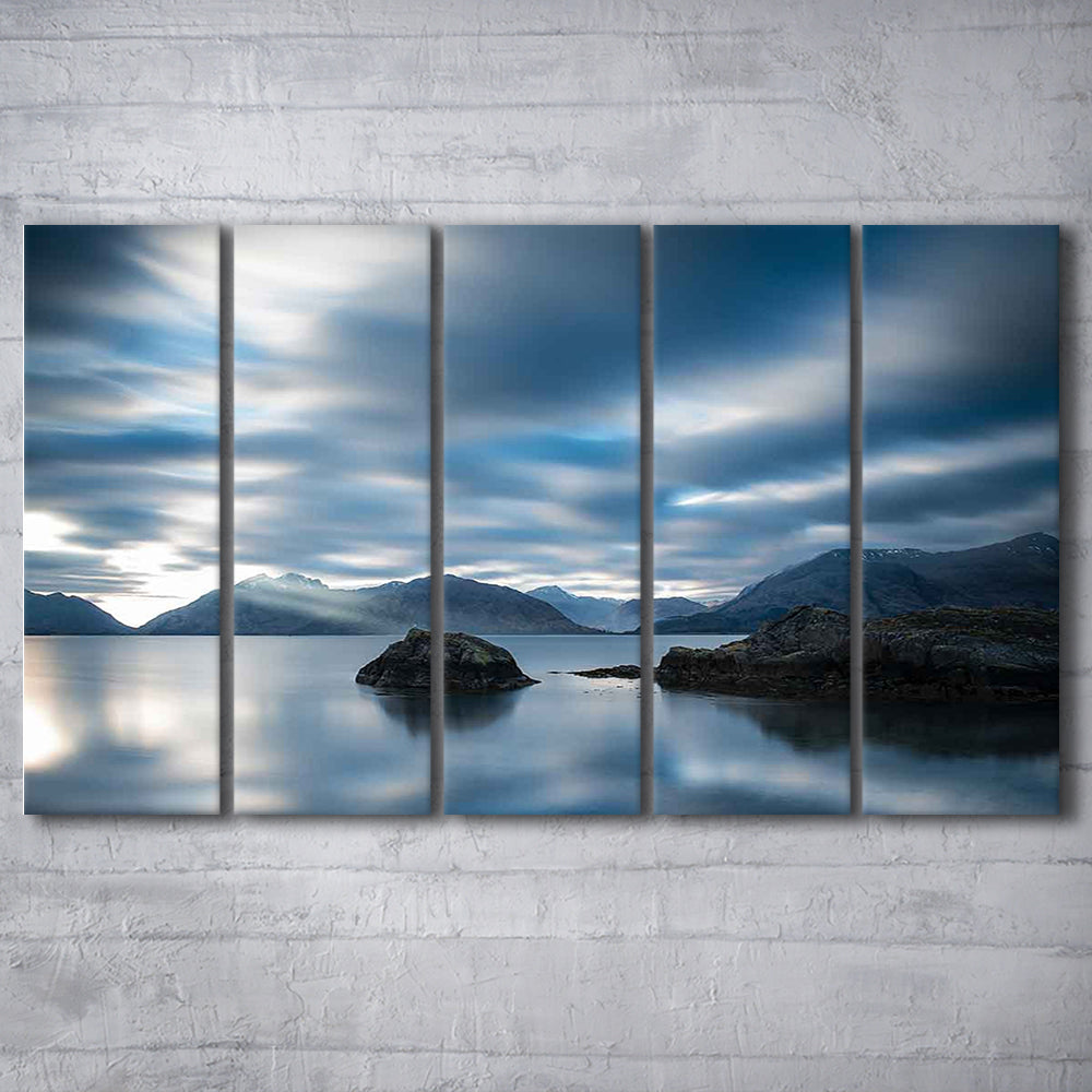Extra Large Multi Panel Landscape Canvas Print, Blue Tones Wall Decor, 5 Piece B Extra Large Cavas Print Wall Art Decor
