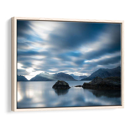 Extra Large Multi Panel Landscape Canvas Print, Blue Tones Wall Decor, Framed Cavas Print, Floating Frame