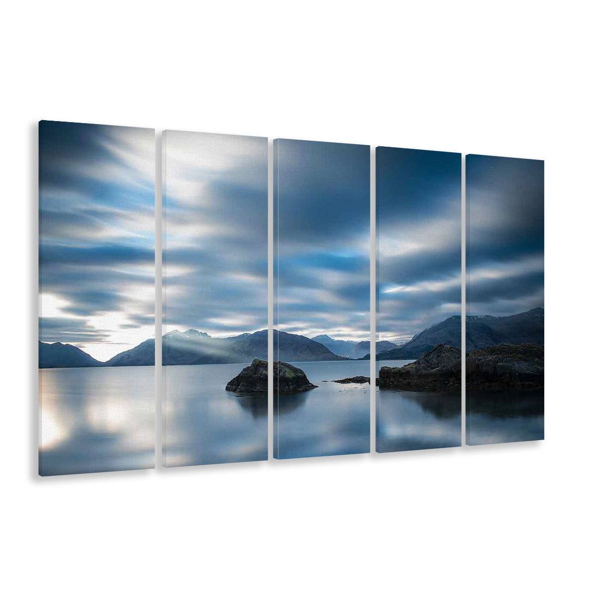 Extra Large Multi Panel Landscape Canvas Print, Blue Tones Wall Decor, 5 Piece B Extra Large Cavas Print Wall Art Decor