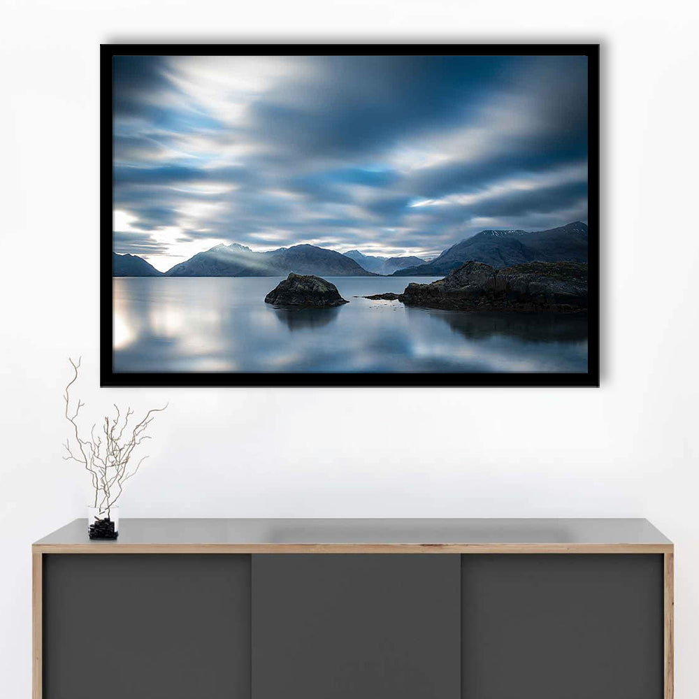 Extra Large Multi Panel Landscape Art Prints, Blue Tones Wall Decor, Gifted Wall Art, Framed Art Print, Picture Framed