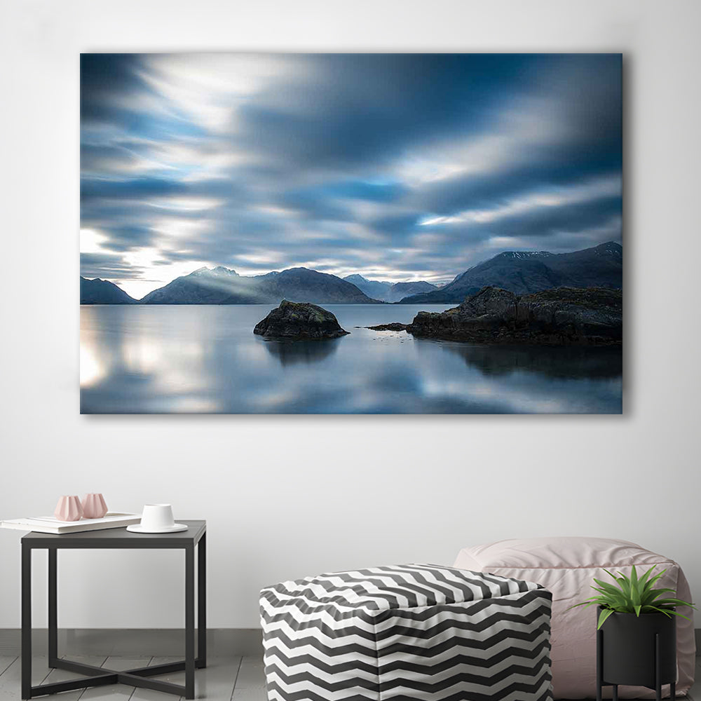 Extra Large Multi Panel Landscape Canvas Print, Blue Tones Wall Decor, Gifted Wall Art, Cavas Print Wall Art Hom Decor