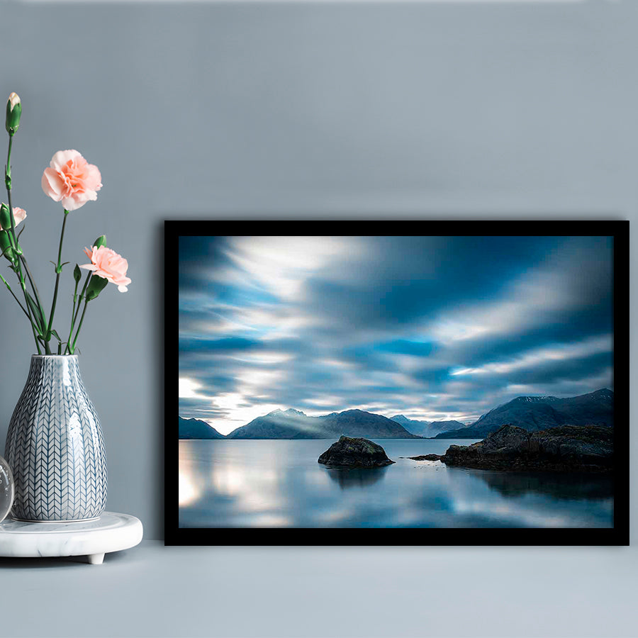 Extra Large Multi Panel Landscape Art Prints, Blue Tones Wall Decor, Gifted Wall Art, Framed Art Print, Picture Framed
