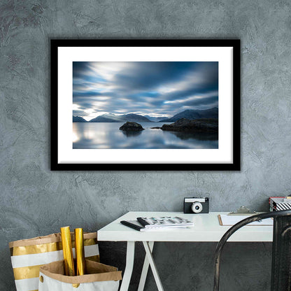 Extra Large Multi Panel Landscape Art Print, Blue Tones Wall Decor, Gifted Wall Art, Framed Art Print White Border