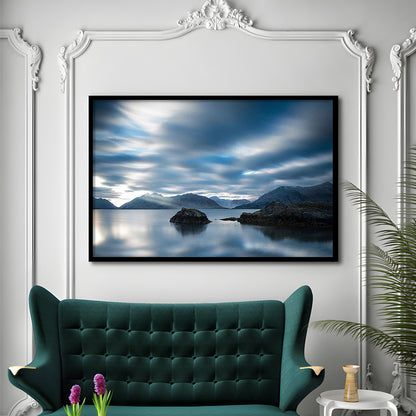 Extra Large Multi Panel Landscape Art Prints, Blue Tones Wall Decor, Gifted Wall Art, Framed Art Print, Picture Framed