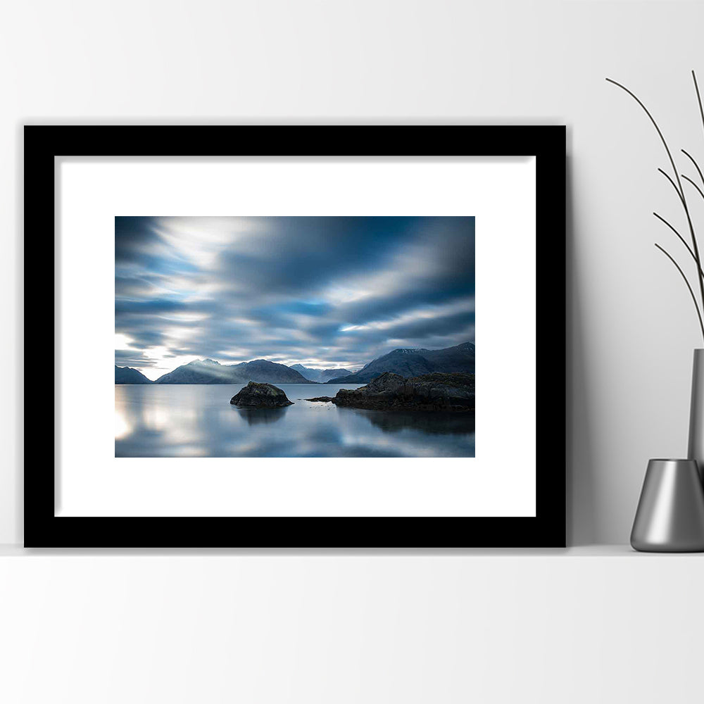 Extra Large Multi Panel Landscape Art Print, Blue Tones Wall Decor, Gifted Wall Art, Framed Art Print White Border