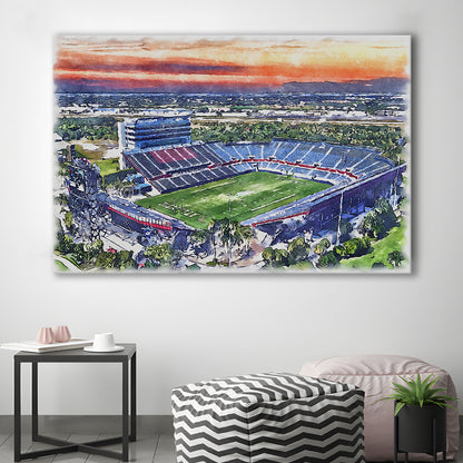 FAU Stadium, Florida Atlantic Painting Stadium Watercolor, Sport Art, Gifts for him, Canvas Print Wall Art