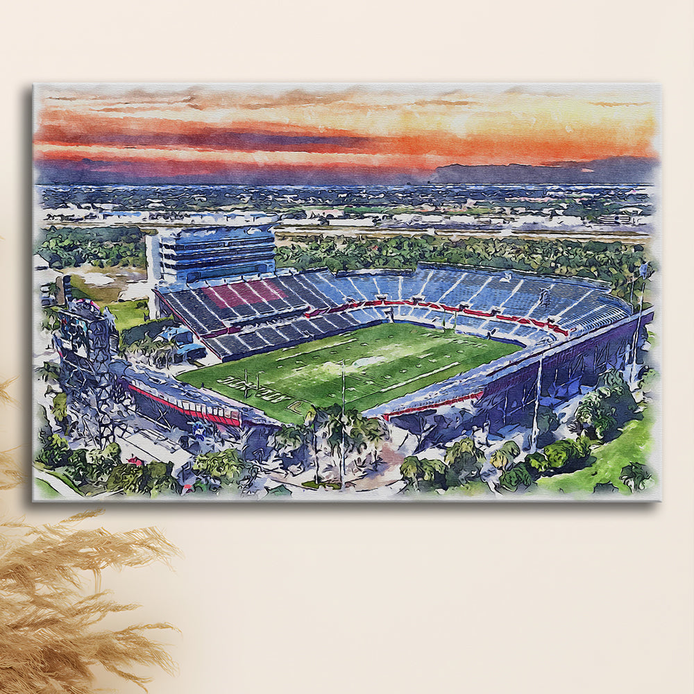 FAU Stadium, Florida Atlantic Painting Stadium Watercolor, Sport Art, Gifts for him, Canvas Print Wall Art
