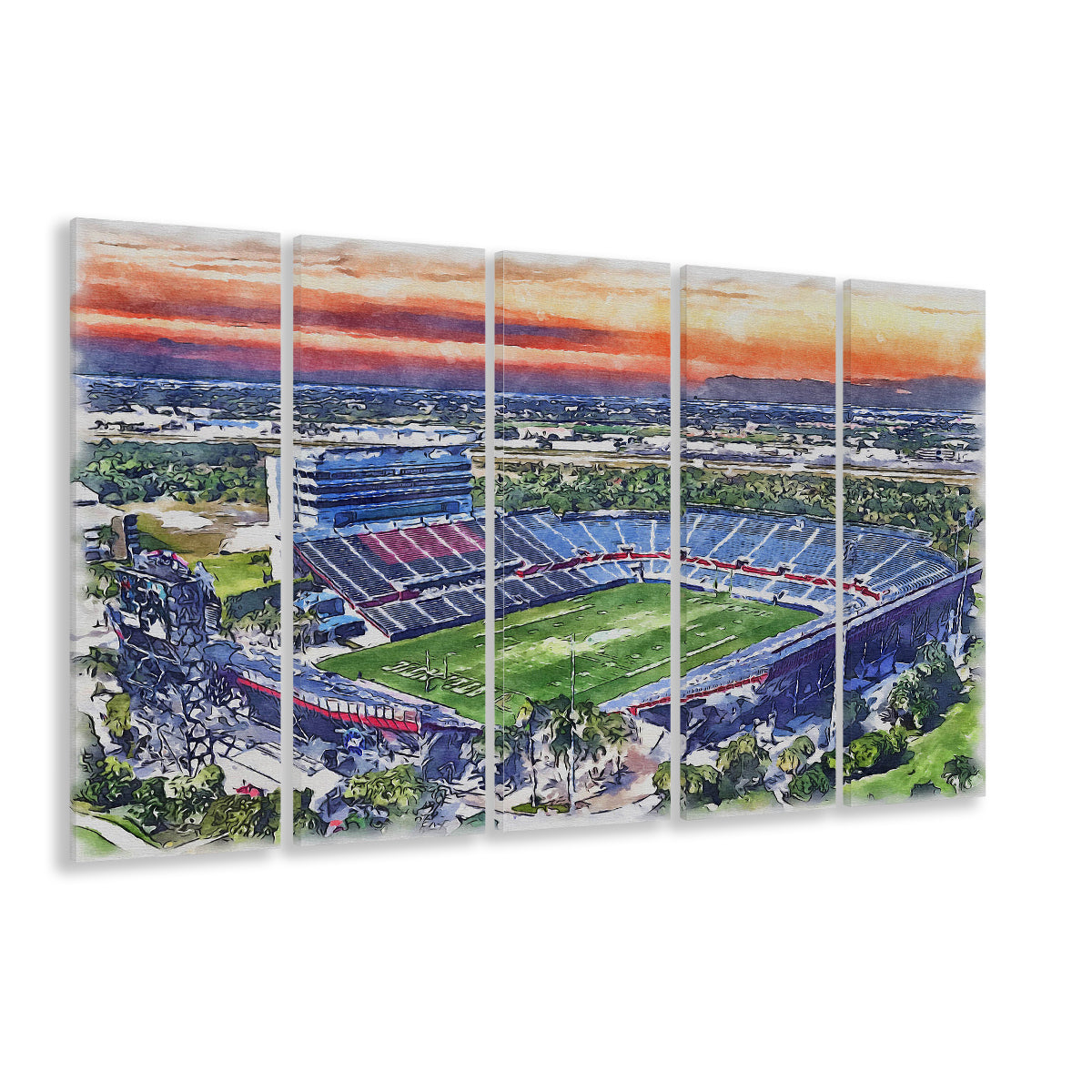 FAU Stadium, Florida Atlantic Painting Stadium Watercolor, Sport Art, Extra Large Canvas Print Wall Art