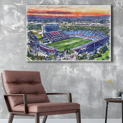 FAU Stadium, Florida Atlantic Painting Stadium Watercolor, Sport Art, Gifts for him, Canvas Print Wall Art