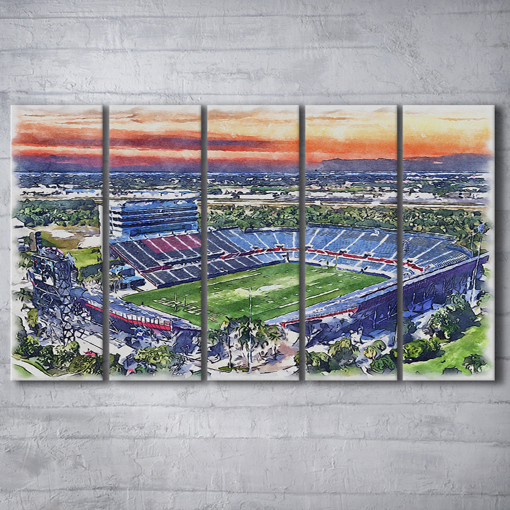 FAU Stadium, Florida Atlantic Painting Stadium Watercolor, Sport Art, Extra Large Canvas Print Wall Art