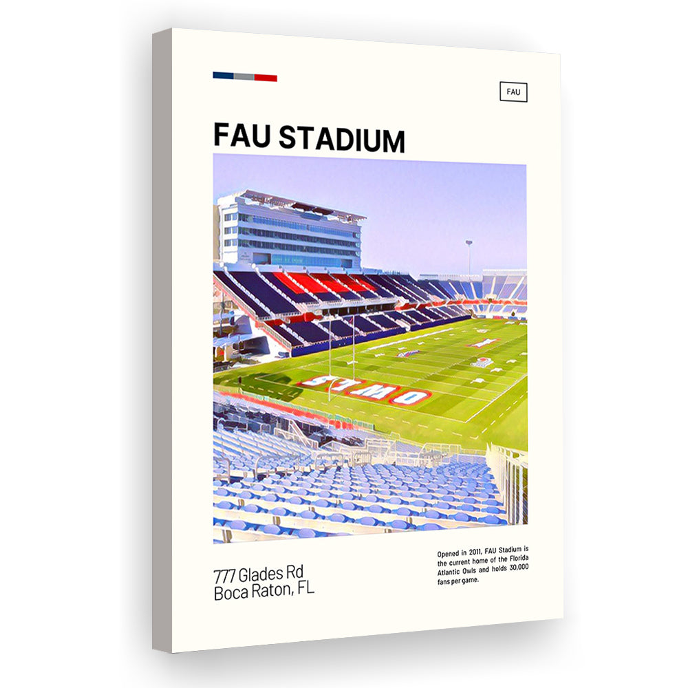FAU Stadium Print, Florida Atlantic Owls Stadium Canvas Art, Fan Gifts, Sport Art, Canvas Print Wall Art