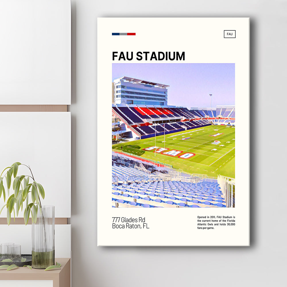 FAU Stadium Print, Florida Atlantic Owls Stadium Canvas Art, Fan Gifts, Sport Art, Canvas Print Wall Art