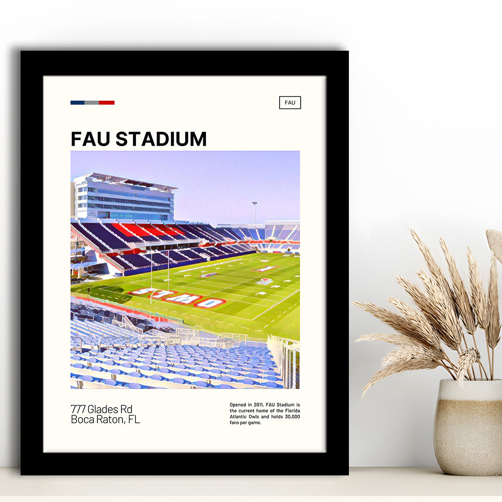 FAU Stadium Print, Florida Atlantic Owls Stadium Art, Gifts for him, Sport Art, Framed Art Print Wall Decor