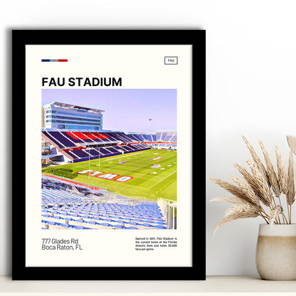 FAU Stadium Print, Florida Atlantic Owls Stadium Art, Gifts for him, Sport Art, Framed Art Print Wall Decor