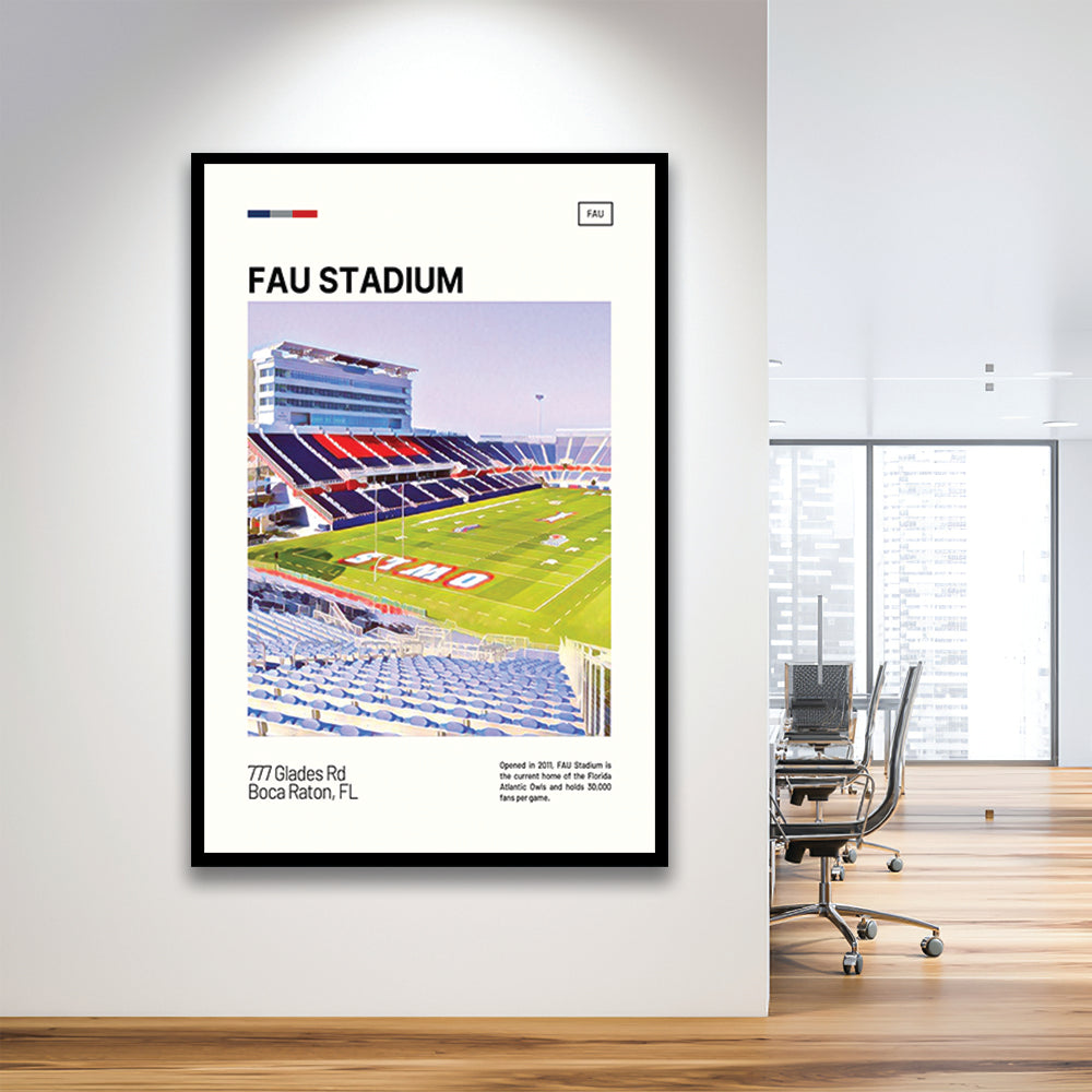 FAU Stadium Print, Florida Atlantic Owls Stadium Art, Gifts for him, Sport Art, Framed Art Print Wall Decor