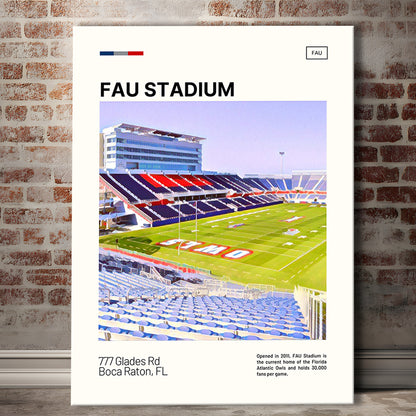 FAU Stadium Print, Florida Atlantic Owls Stadium Canvas Art, Fan Gifts, Sport Art, Canvas Print Wall Art