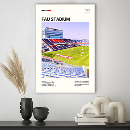 FAU Stadium Print, Florida Atlantic Owls Stadium Canvas Art, Fan Gifts, Sport Art, Canvas Print Wall Art