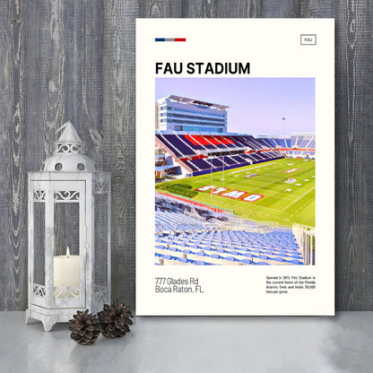 FAU Stadium Print, Florida Atlantic Owls Stadium Canvas Art, Fan Gifts, Sport Art, Canvas Print Wall Art