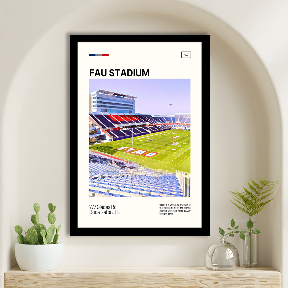 FAU Stadium Print, Florida Atlantic Owls Stadium Art, Gifts for him, Sport Art, Framed Art Print Wall Decor