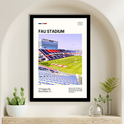 FAU Stadium Print, Florida Atlantic Owls Stadium Art, Gifts for him, Sport Art, Framed Art Print Wall Decor