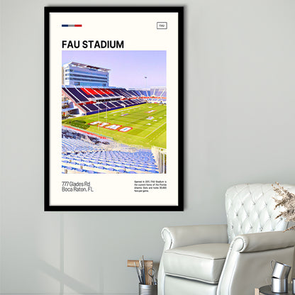 FAU Stadium Print, Florida Atlantic Owls Stadium Art, Gifts for him, Sport Art, Framed Art Print Wall Decor
