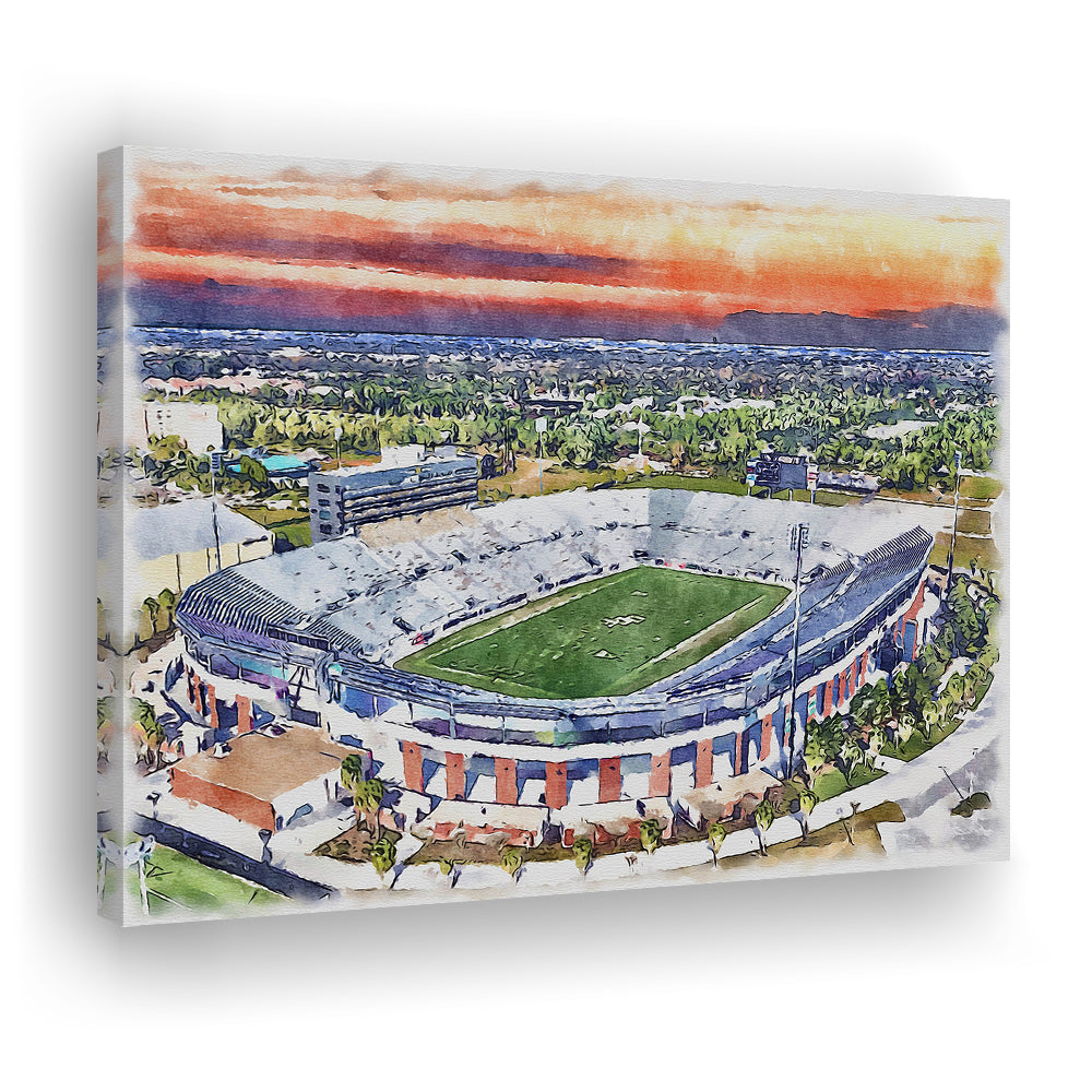 FBC Mortgage Stadium, Central Florida Stadium Art Watercolor, Sport Art, Gifts for him, Canvas Print Wall Art