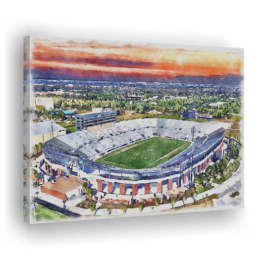 FBC Mortgage Stadium, Central Florida Stadium Art Watercolor, Sport Art, Gifts for him, Canvas Print Wall Art