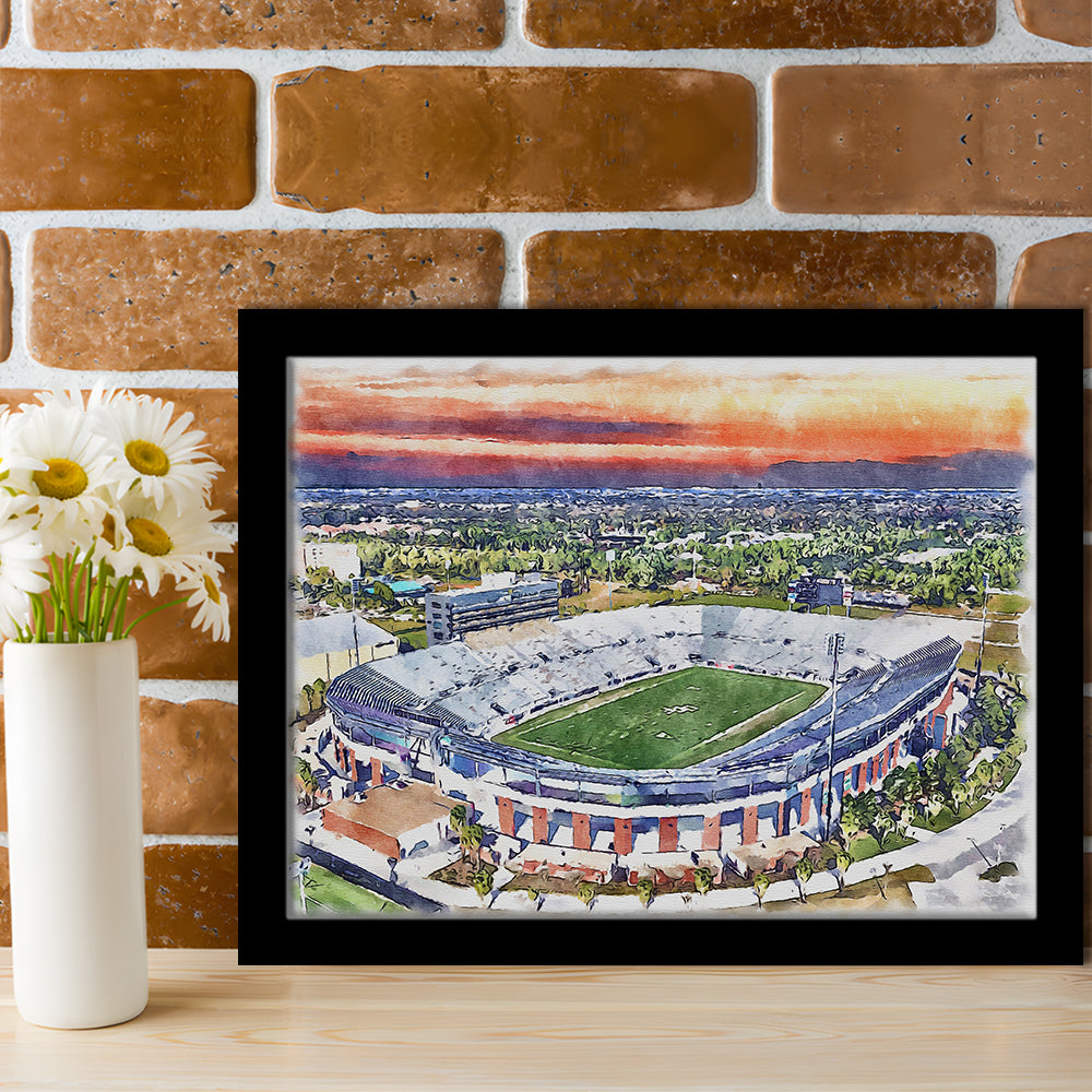 FBC Mortgage Stadium, Central Florida Stadium Art Watercolor, Sport Gift Art, Framed Art Print Wall Decor