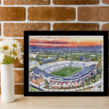 FBC Mortgage Stadium, Central Florida Stadium Art Watercolor, Sport Gift Art, Framed Art Print Wall Decor