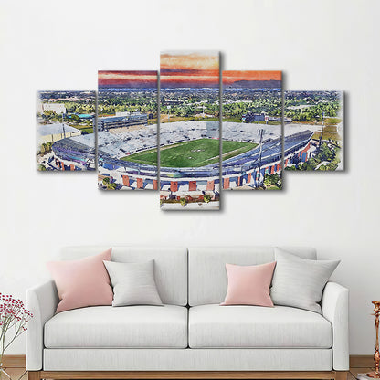 FBC Mortgage Stadium, Central Florida Stadium Art Watercolor, Sport Art, Mixed 5 Panel, Canvas Print Wall Art