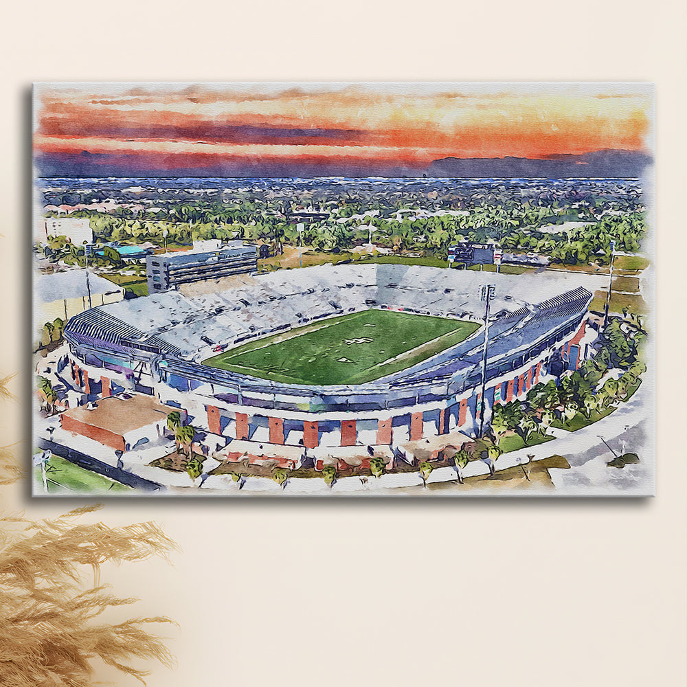FBC Mortgage Stadium, Central Florida Stadium Art Watercolor, Sport Art, Gifts for him, Canvas Print Wall Art