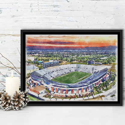 FBC Mortgage Stadium, Central Florida Stadium Art Watercolor, Sport Gift Art, Framed Canvas Print Wall Art