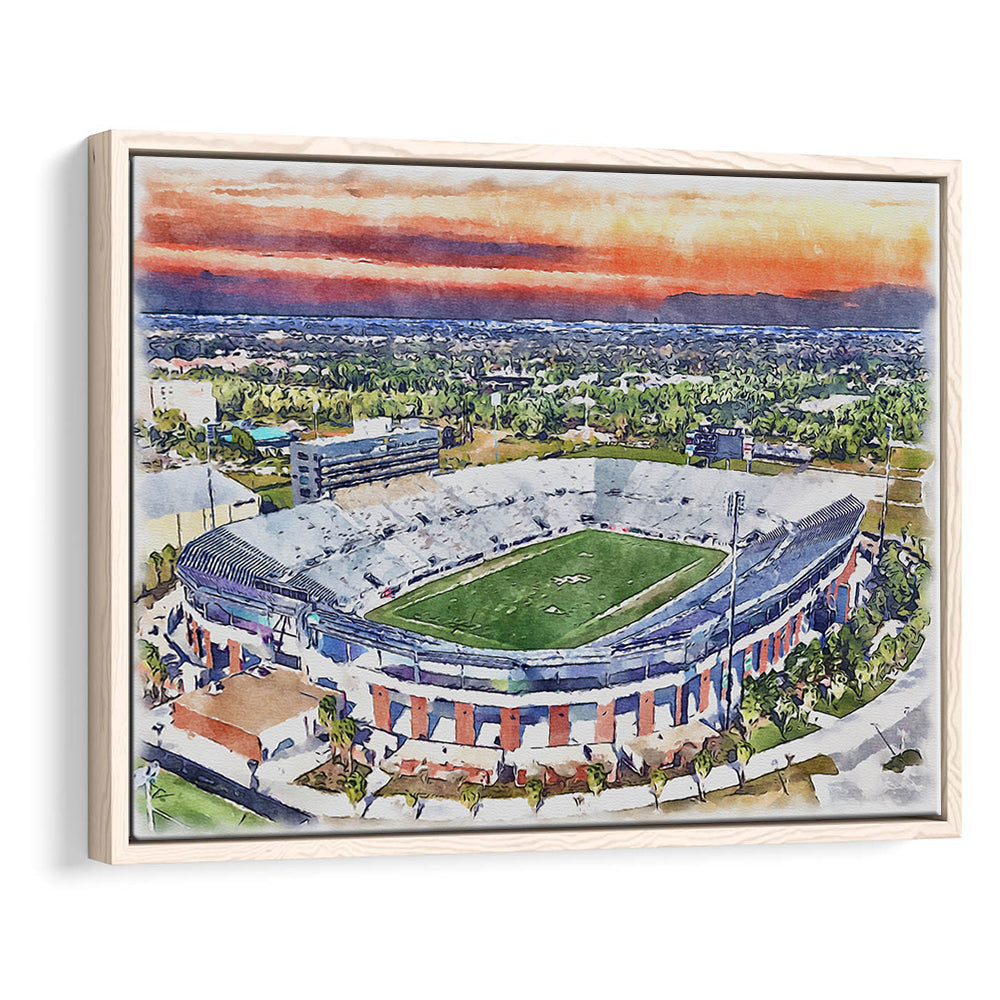 FBC Mortgage Stadium, Central Florida Stadium Art Watercolor, Sport Gift Art, Framed Canvas Print Wall Art