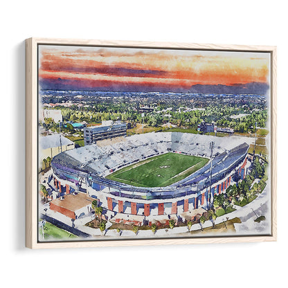 FBC Mortgage Stadium, Central Florida Stadium Art Watercolor, Sport Gift Art, Framed Canvas Print Wall Art