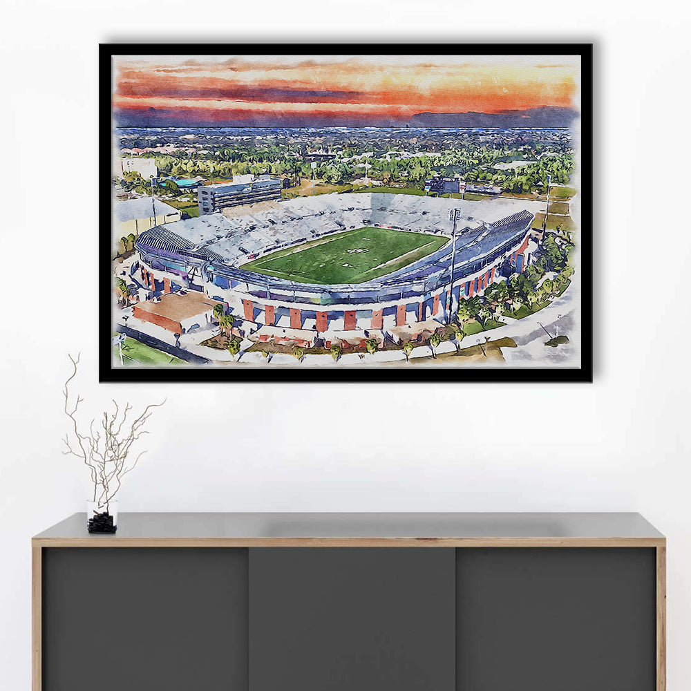 FBC Mortgage Stadium, Central Florida Stadium Art Watercolor, Sport Gift Art, Framed Art Print Wall Decor