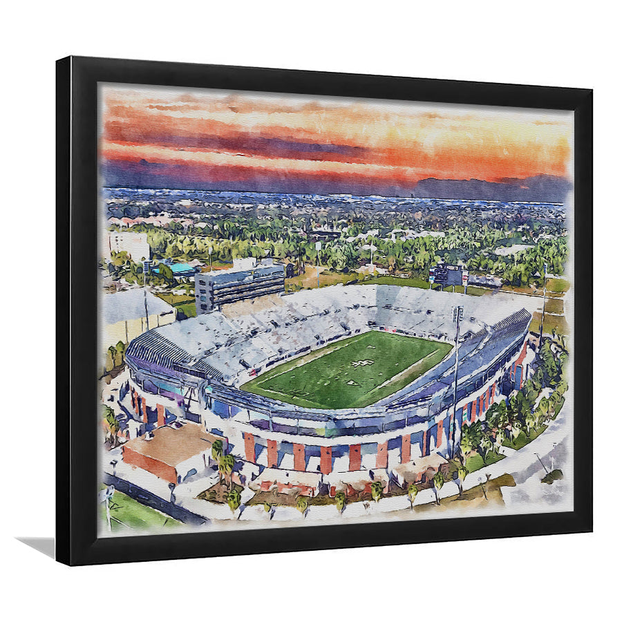 FBC Mortgage Stadium, Central Florida Stadium Art Watercolor, Sport Gift Art, Framed Art Print Wall Decor