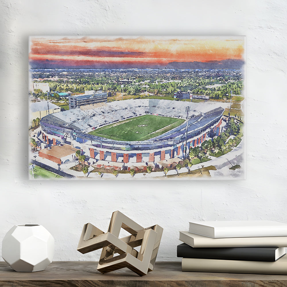 FBC Mortgage Stadium, Central Florida Stadium Art Watercolor, Sport Art, Gifts for him, Canvas Print Wall Art