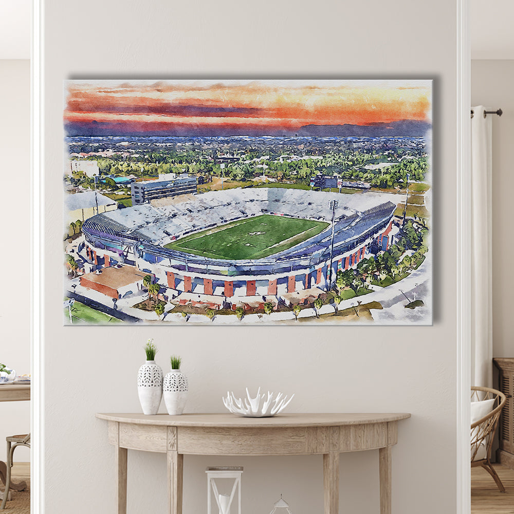 FBC Mortgage Stadium, Central Florida Stadium Art Watercolor, Sport Art, Gifts for him, Canvas Print Wall Art