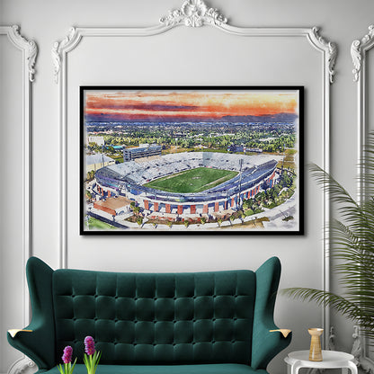 FBC Mortgage Stadium, Central Florida Stadium Art Watercolor, Sport Gift Art, Framed Art Print Wall Decor