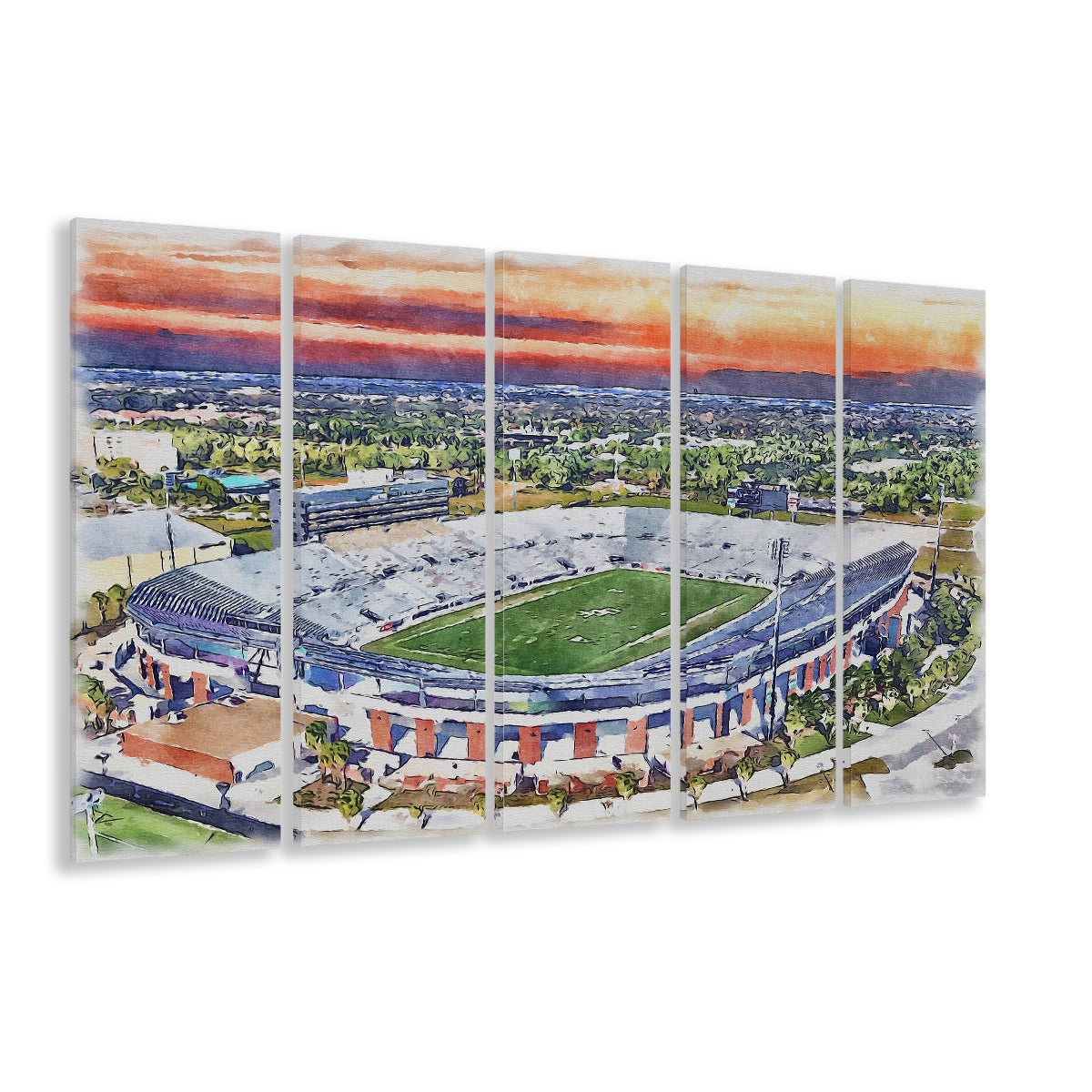 FBC Mortgage Stadium, Central Florida Stadium Art Watercolor, Sport Art, Extra Large Canvas Print Wall Art